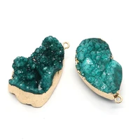 irregular druzy crystal pendants natural drusy stone diy necklace earrings jewelry making green crystal cluster charms gem