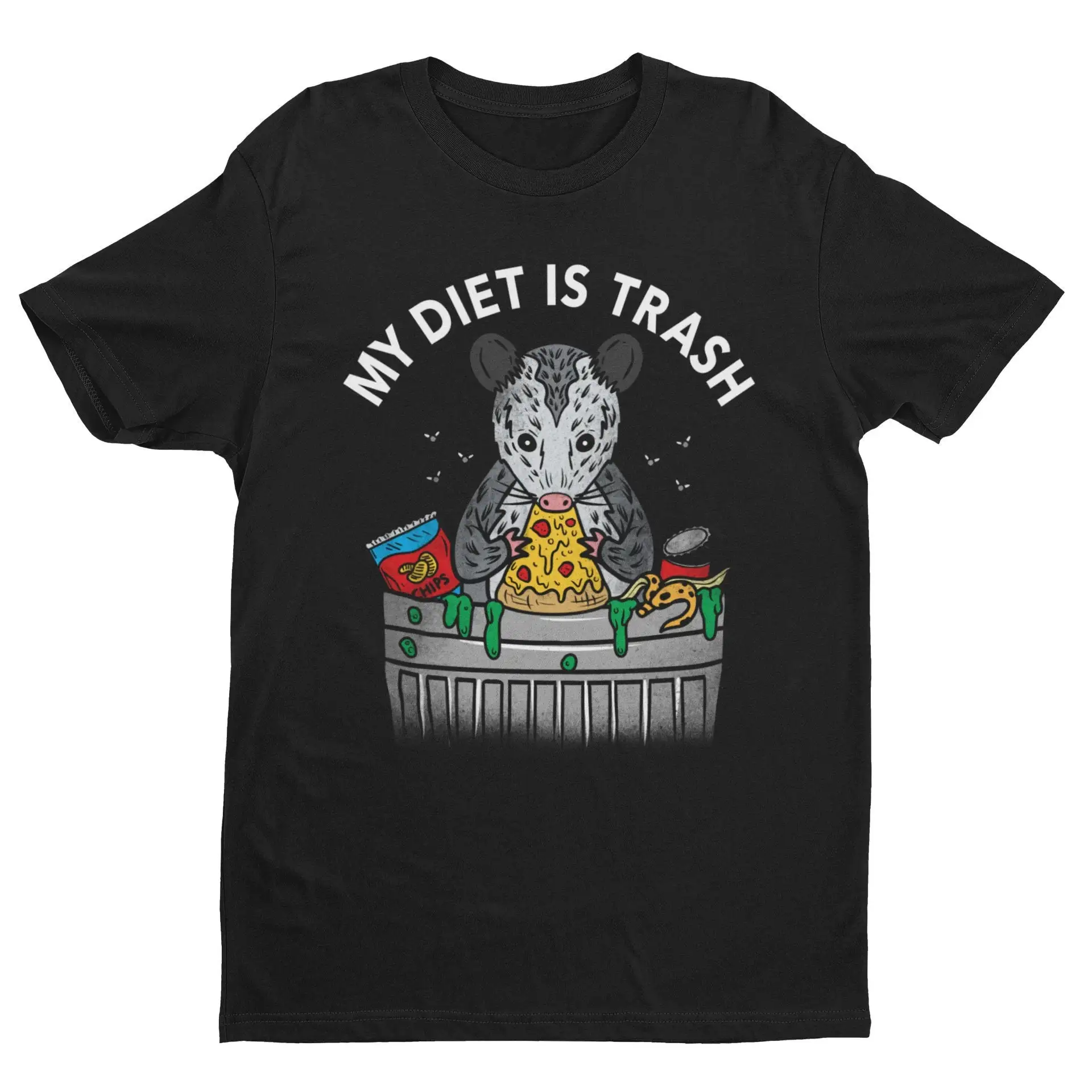 Моя диета Это мусор смешной Possum футболка винтажный съесть мем улица кошка опасум