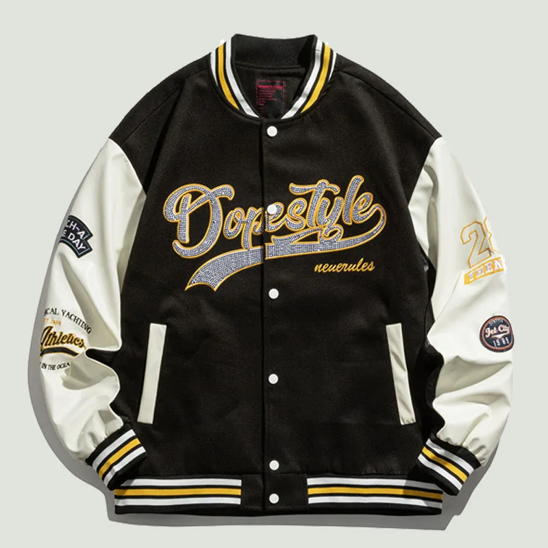 

New Bomber Baseball Jacket Mens Hip Hop Letter Embroidery Patchwork Spring Autumn Streetwear Loose Casual Varsity Coats Couples