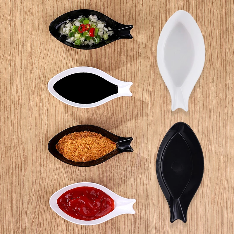 

5PCS Creative Fish Shape Seasoning Dish Sauce Plates Vinegar Salt Flavor Multipurpose Kitchen Supplies Small Breakfast Dish