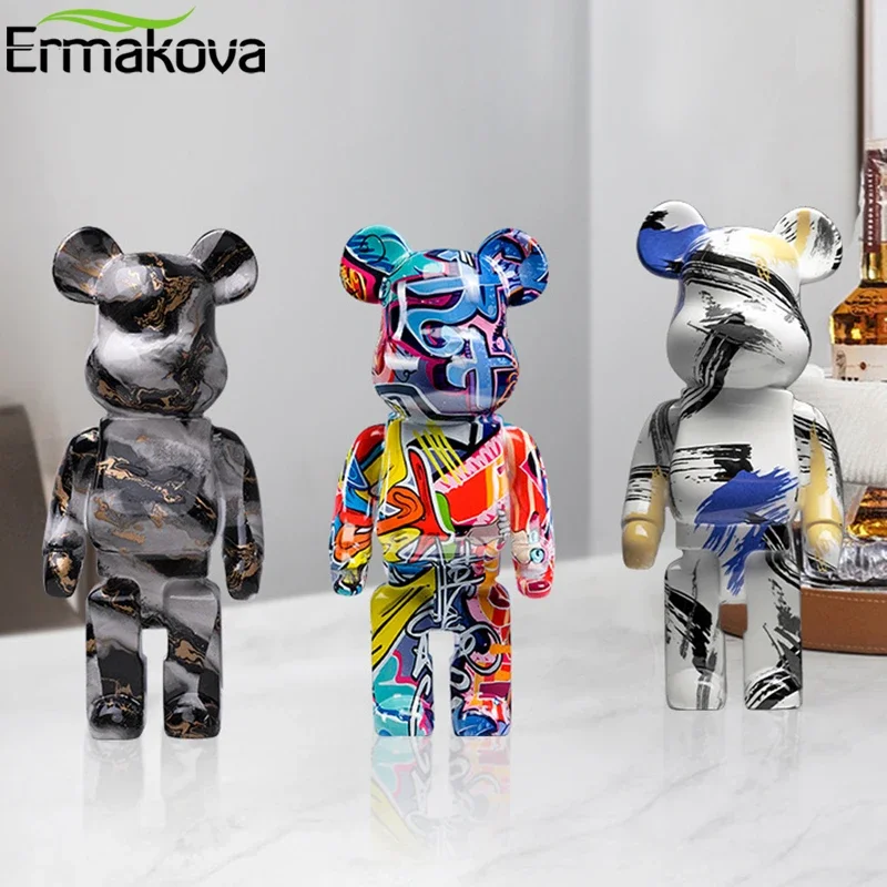 Фото ERMAKOVA 27 см статуэтка медведя в стиле граффити, декор для дома, статуэтка животного, банка для хранения денег, скульптура для интерьера №2