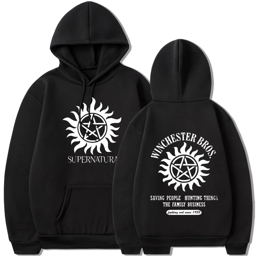 

S-Supernaturales Winchesters Bros Printed Hoodies Autumn Harajuku Pullover Hooded Tops Women Men Hoodie Streetwear Tops