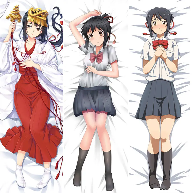 

Аниме Кими нет на ва ваше имя Обнимание тела Miyamizu Mitsuha Подушка Чехол Подушка Dakimakura Kawaii Подушка Чехол Otaku длинный Чехол