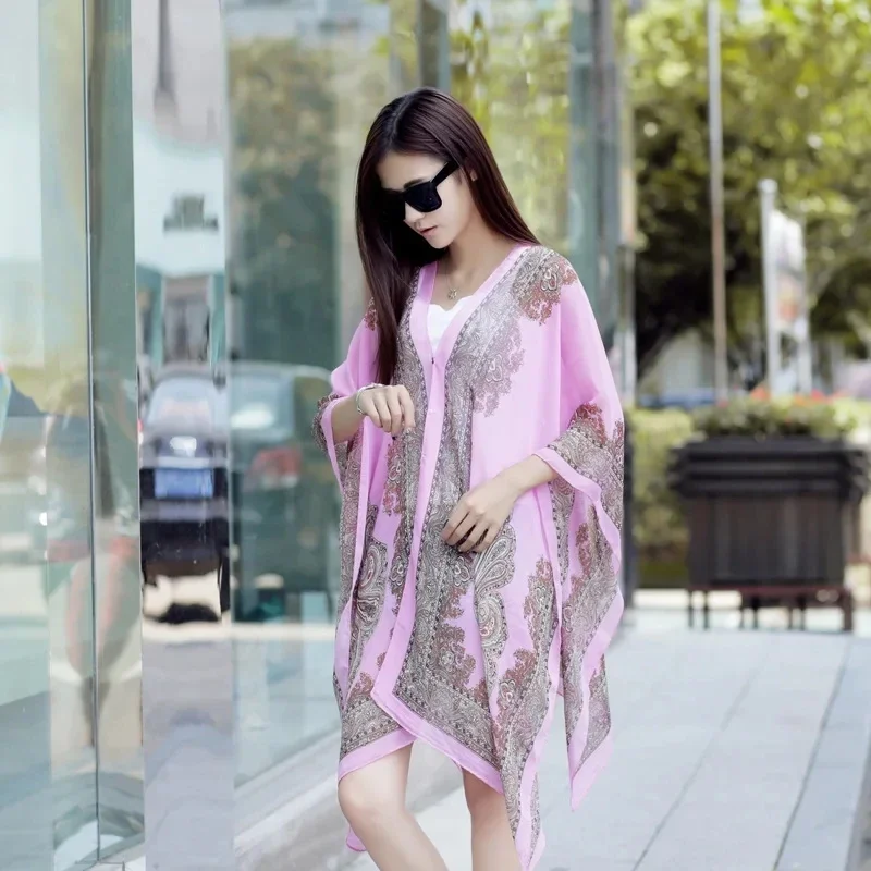 Модные женские пончо накидки летний солнцезащитный козырек шаль с имитацией