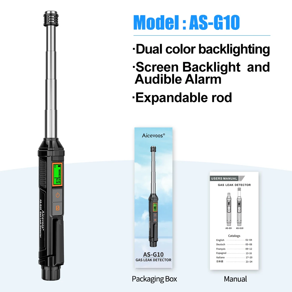

Aicevoos перезаряжаемый цифровой дисплей детектор утечки горючего газа газовая сигнализация тестер природного газа метан для всех легковоспламеняющихся газов