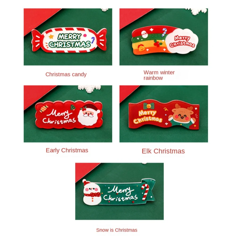 Рождественская акриловая заколка для волос Kawali лось Санта-Клаус снеговик