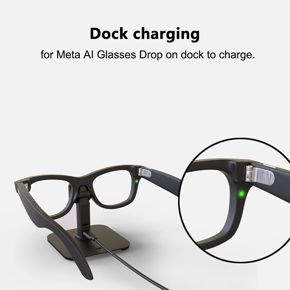 Фото Зарядная док-станция Breathing Light для очков Meta Skyler/HSTN/Headliner/Blayzer Optics/Scriber AI с двумя портами USB-C №4
