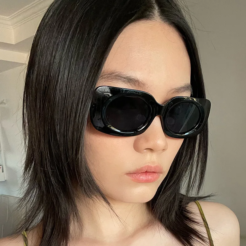 

Очки солнцезащитные для мужчин и женщин UV-400, овальные солнечные аксессуары в стиле ретро, с цветной оправой в стиле хип-хоп, с уникальными квадратными линзами