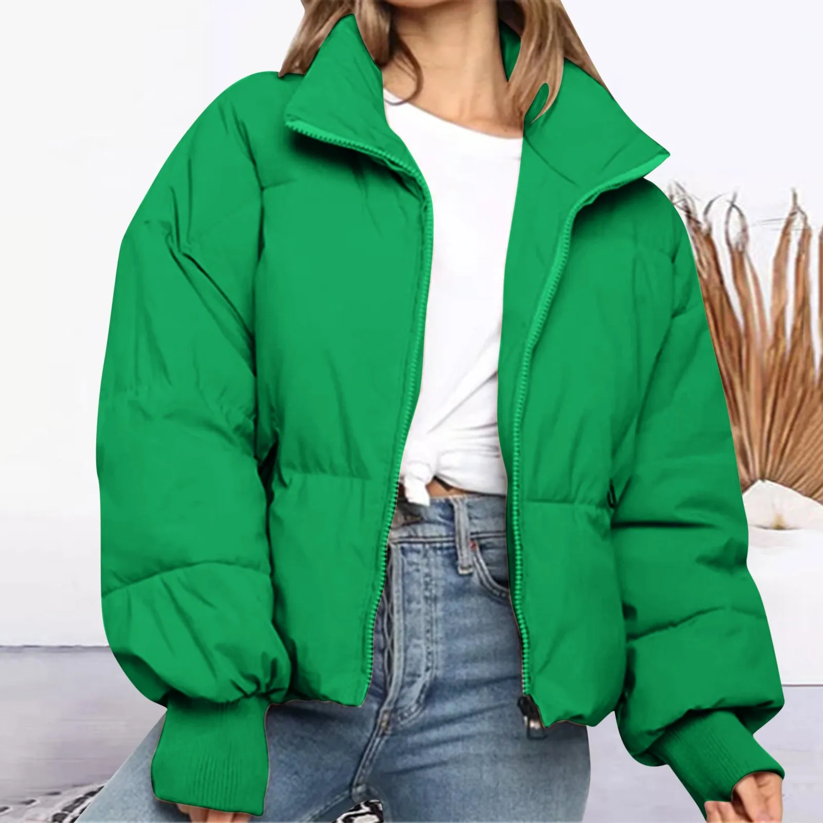 

Winter Warm Zipper Down Jackets Women Turndown Collar Solid Color Long Sleeve Thicken Coat Outerwear Autumn Casual Woman Coats