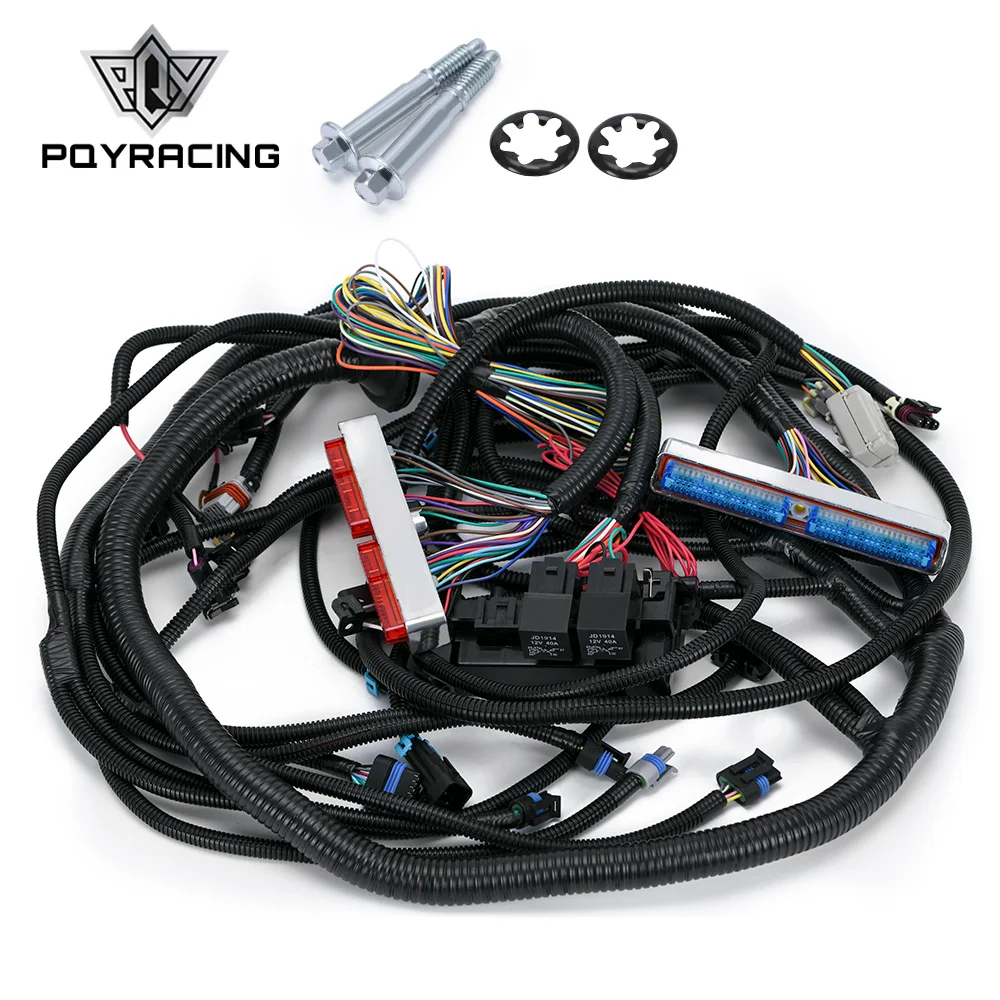 

PQY Engine Wire Harness Kit EV1 Fuel Injector Connector Red/Blue PCM DBC For 97-06 GM LS1 LS6 Vortec Engines 4L80E Transmission