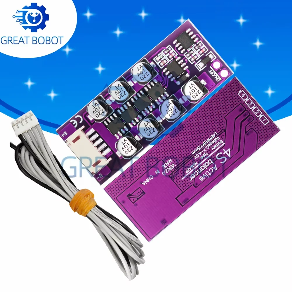 Фото Активный балансир 3S/4S Li-ion, плата выравнивания тока 1.2А для аккумуляторов 18650 №1