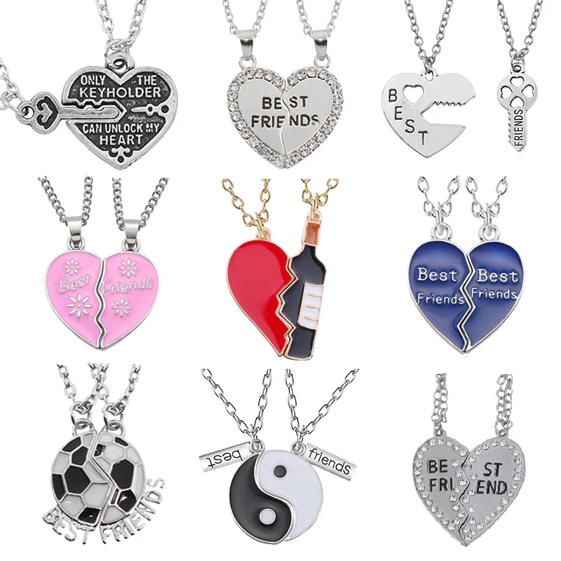 2 Pcs/Set Borken Heart Necklace Best Friends Necklaces For Women Choker Yinyang Taichi BFF Necklace Charms Jewelry 2023