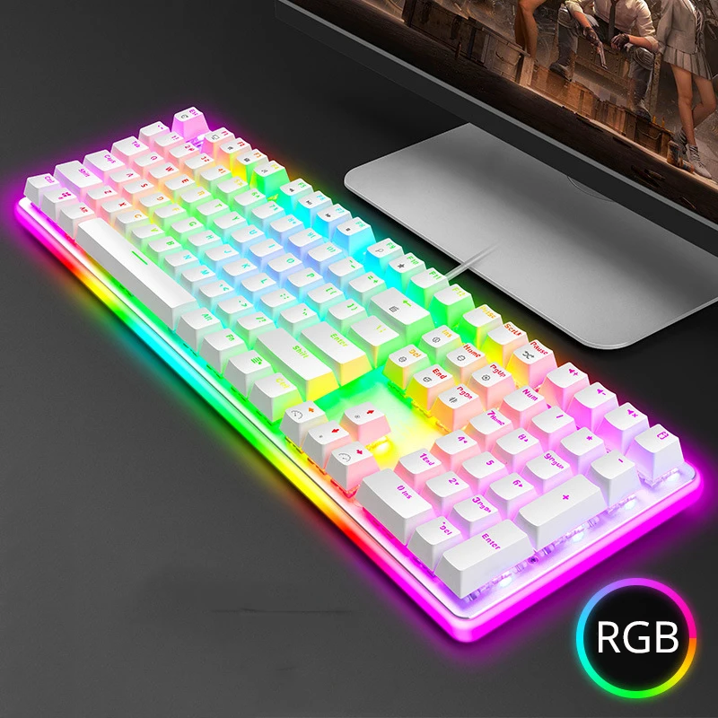 

Проводная игровая механическая клавиатура RK918 ROYAL KLUDGE RGB с подсветкой, 108 клавиш, защита от фиктивных нажатий, с большой яркостью, боковая лампа вызывающего страха