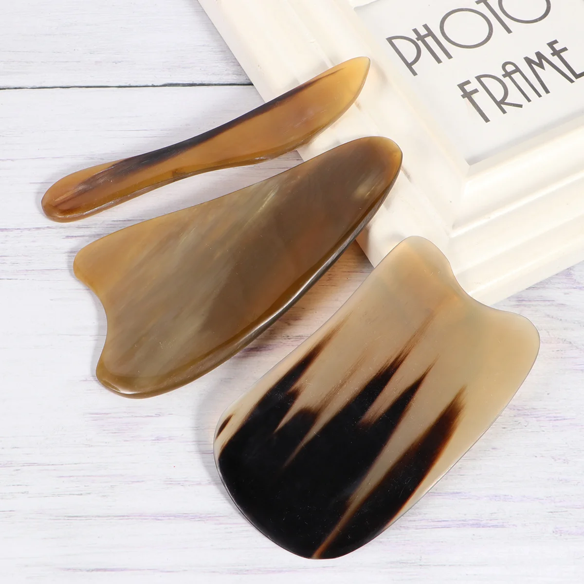 

3pcs Guasha Boards Cattle Horn Portable Natural Body Eye Care Guasha Tools