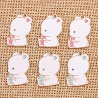 10pcs 15x23mm cartoon animal charms for jewelry making enamel bear charms pendants for necklaces earrings diy bracelets gifts