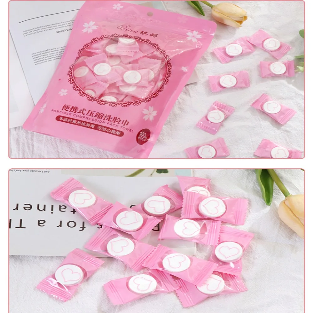 

100pcs Mini Compressed Towel Disposable Capsules Towels Magic Face Care Tablet Outdoor Travel Cloth Wipes Paper Tissue