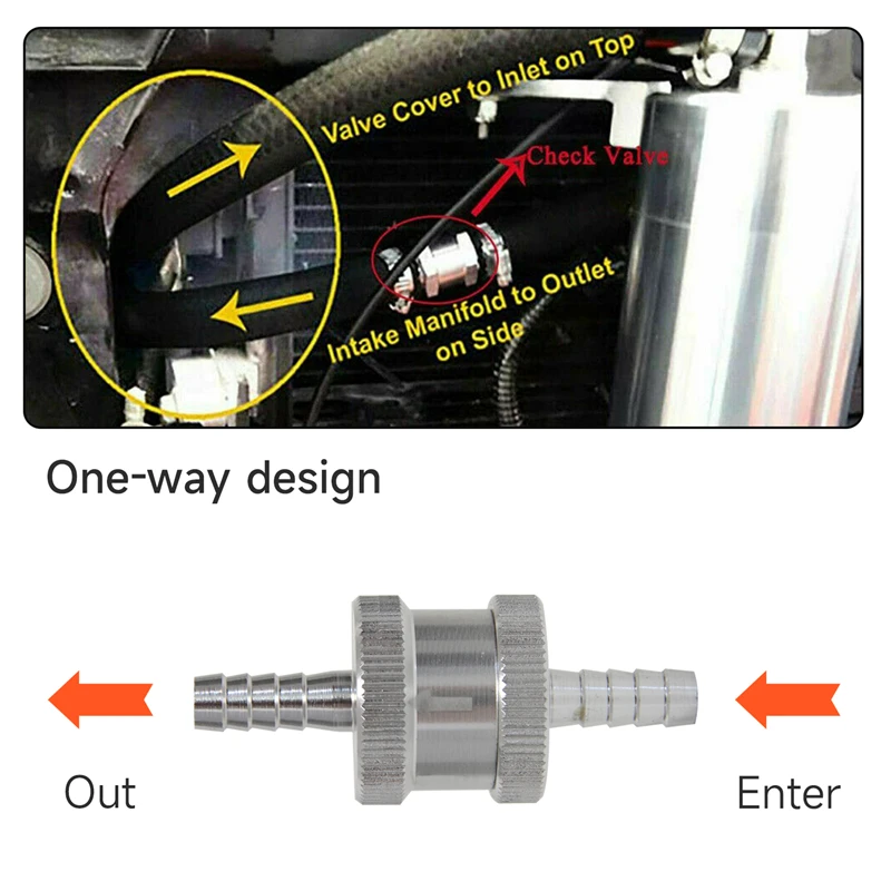 

1 PCS Aluminum 6mm 1/4" Non Return Check Valve One Way Petrol Fuel Diesel Silver