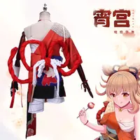 In Stock Game Genshin Impact Yoimiya Cosplay Costume Female Fashion Battle Uniforms Role Play Cute Women Combat Outfits Sz S-XXL