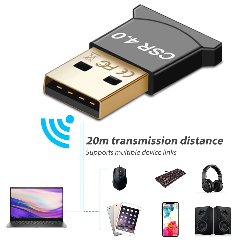

Mini USB Bluetooth 5.0 Adapter Wireless Connection Receiver Bluetooth-Compatible Dual Mode Low Latency Auto Pairing