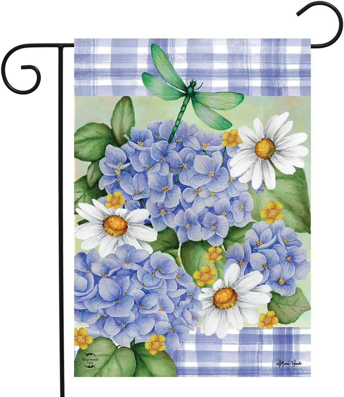 Стрекоза и Гортензия весенний сад флаг Briarwood Lane