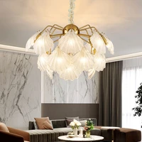 shell style glass chandelier light villa parlour sitting room glass led chandelier light fixture with glass led hanging lamp