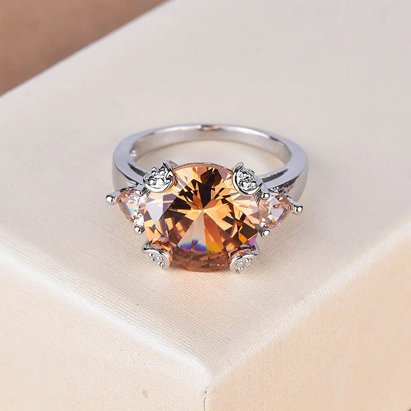 

Original Design Champagne Morganite Rings Women's Sparkling High Carbon Diamond Rings Luxury Jewelry Gifts Party Anniversary