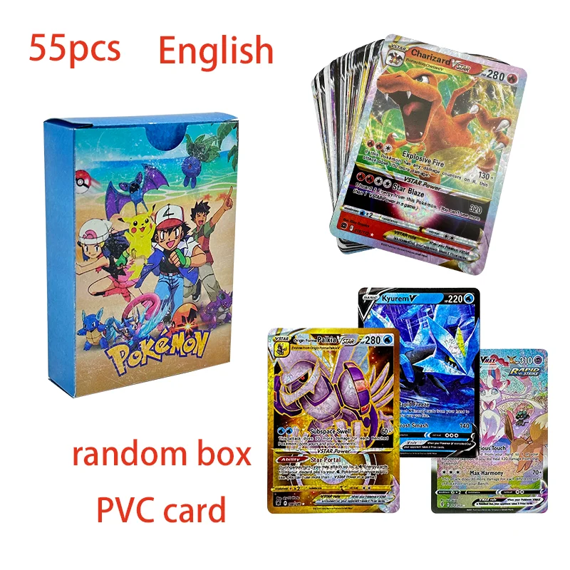 

Pokemon English Anime Pikachu Charizard Arceus GX VMAX VSTAR Rare Diamond Bling Card Collection Battle Trainer Gift Toy for Kids