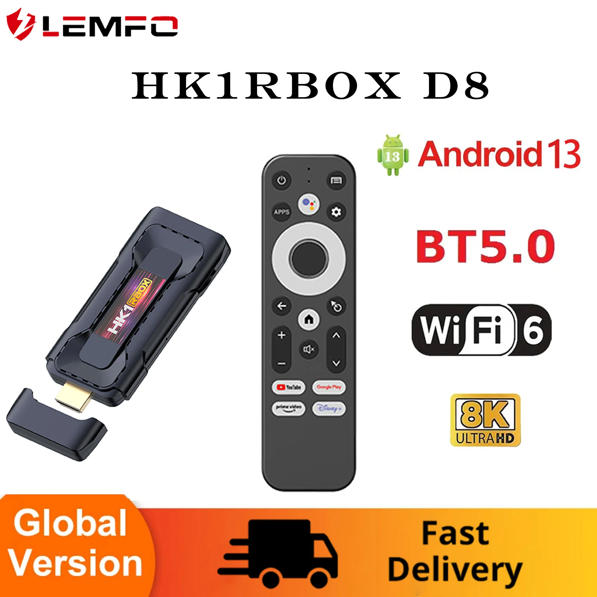 Android 13 Tv Stick D8 Четырехъядерный Процессор Rk3528 Cortex A53 8k Поддержка Видео Bt5.0 Голосовое