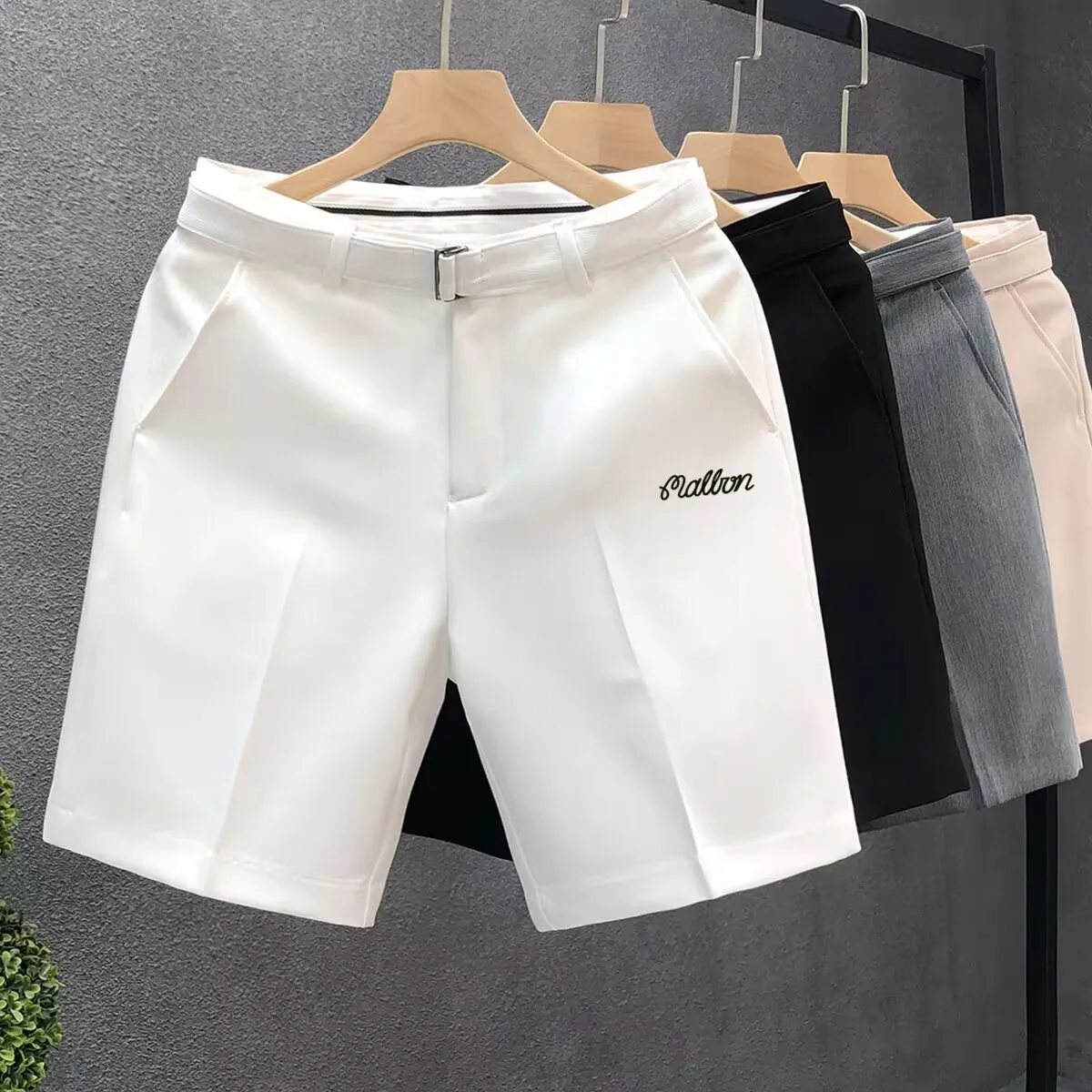 

Embroidered Logo Golf Business Suit Shorts Men's White Slim Straight Half Length Trousers Men's Golf Summer Slim Casual Pants