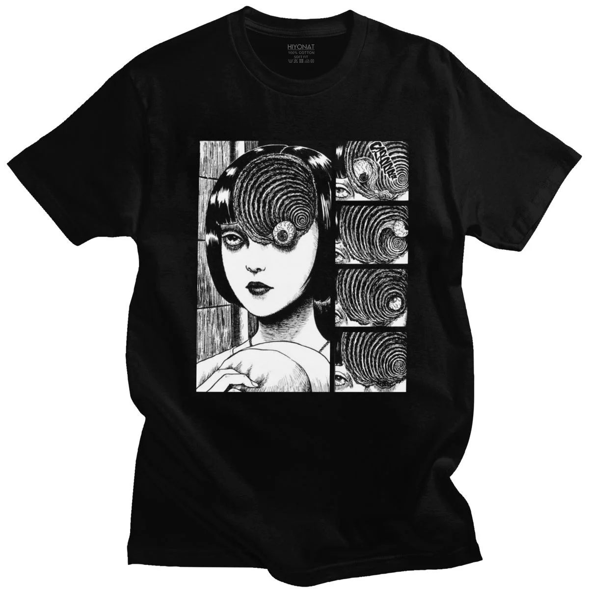 

Fashion Harajuku Uzumaki Junji Ito T Shirt Men Short Sleeve Japanese Horror Manga Tomie Tshirt Pure Cotton Regular Fit Tee Tops