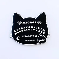 cat ouija board planchette brooch metal badge lapel pin jacket jeans fashion jewelry accessories gift