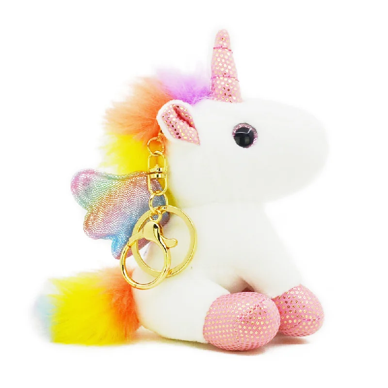New Bags Accessories Plush Toy Doll Angel Unicorn Car Keychain Mobile Phone Buckle Pendant Bag Charm Accessories For Handbags