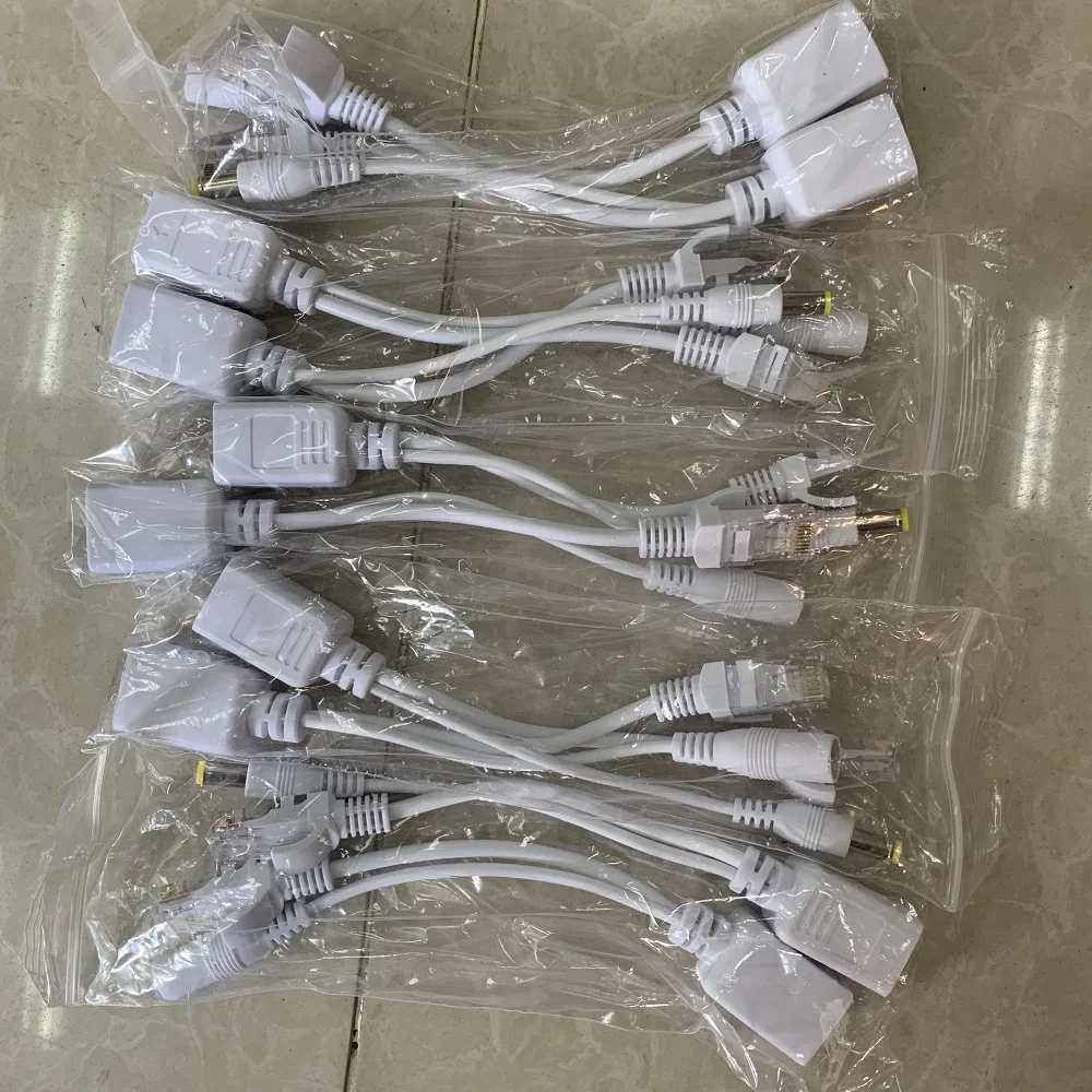 ESCAM 10pcs(5pair) POE Splitter POE Switch POE Cable adapter Tape Screened 5V 12V 24V 48V Power Supply Cable 5.5*2.1mm images - 6