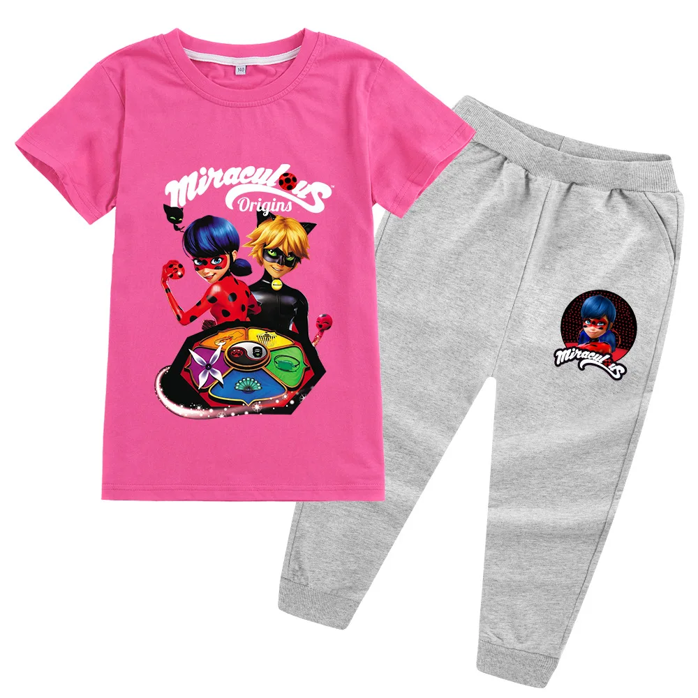 

2022 New Summer Cartoon Print Beach 2 to 16 Years Old Baby Girls Clothing 2 Pieces Short Sleeve T Shirts Kids Boys Suit Pants