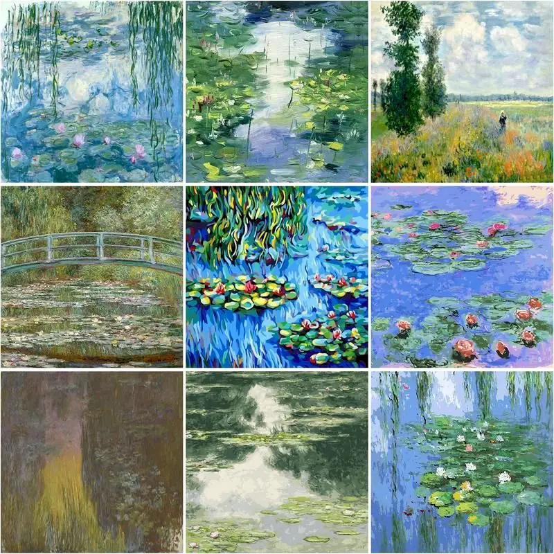 

5D Diy Diamond Painting Scenery of Lotus Pond Full Rhinestones Embroidery Mosaic Cross Stitch Kits Home Decor New Arrivals 2023