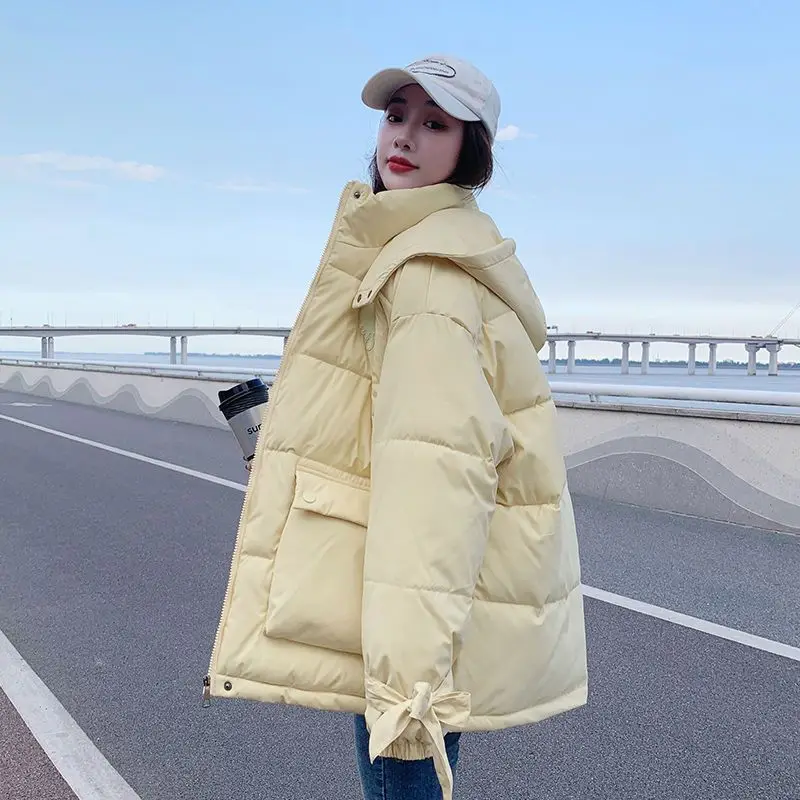 Women Parka Turtleneck Winter Long Sleeve Hooded Down Cotton Cotton Jacket Warm Puff Coat Quilted Korean Fashion Coats
