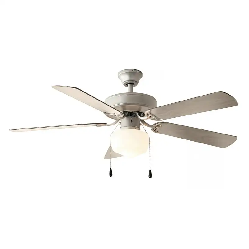 

inch Downrod with Light Kit, Satin Nickel, 5 Blades, Reverse Airflow