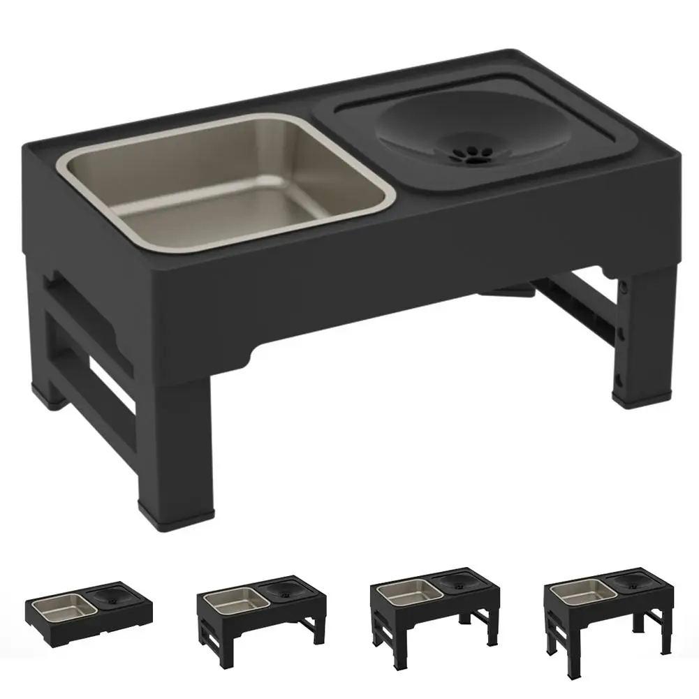 

4 Sizes Bowl Stand Feeder Adjustable Heights Stainless Steel Food Water Bowls For Large Medium Small Cats Dog