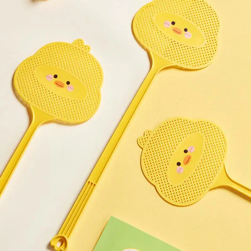 

Fly swatter Cute cartoon styling household fly swatter lengthened handle thickened Pest mosquito little yellow duck swatter