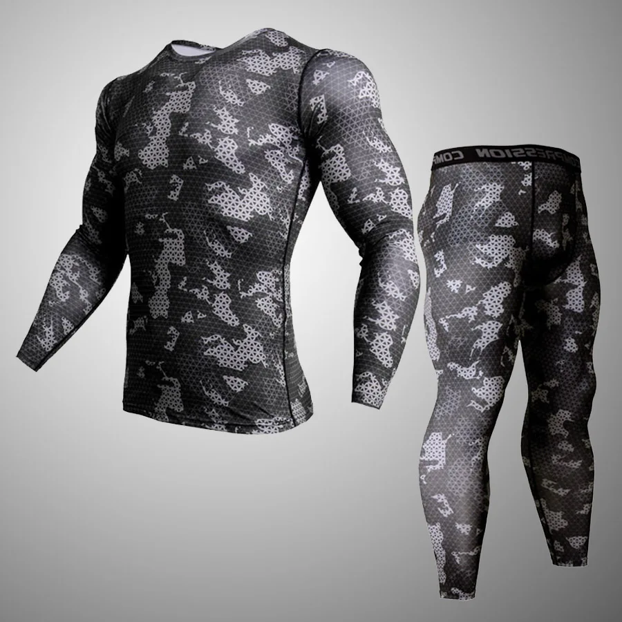 

Compression underwear Men's Winter Thermal underwear MMA 3D wolf Bodybuilding T-Shirt Rashgarda leggings 2 piece tracksuit Men