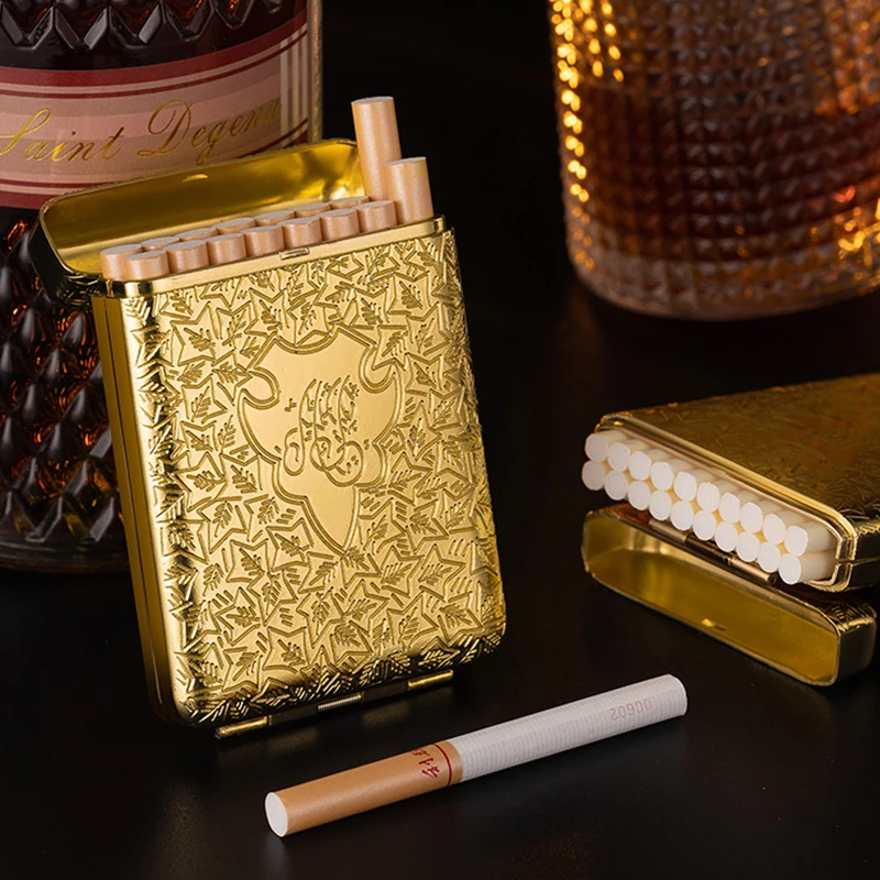 

New Luxury Vintage Engraved Cigarette Case Holder Pocket Cigarette Storage Box For 16/20 Cigarettes Shelby Container Men's Gift