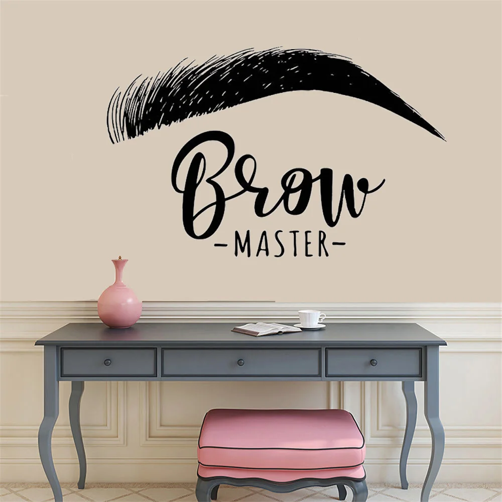 

Brow Master Wall Decal Quote Eyelashes Eyebrows Vinyl Sticker Wallpaper Brow Bar Wall Window Decoration Easy Removable