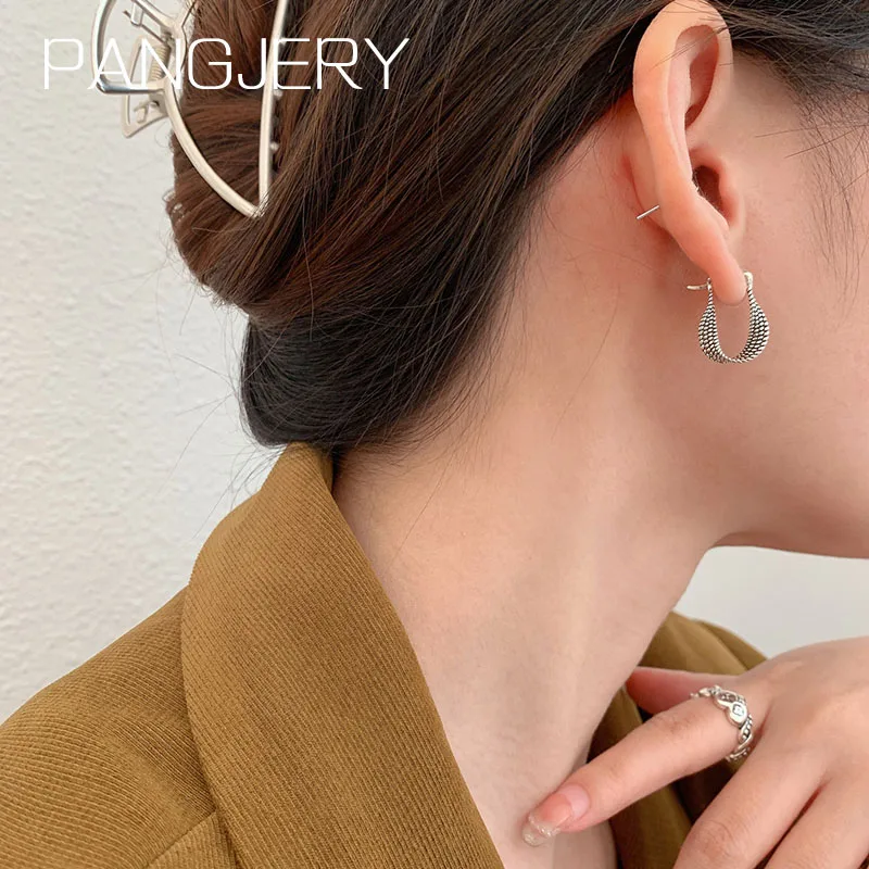 

PANGJERY Prevent Allergy 925 Sterling Silver Twist Earrings for Women Classic Personality Trendy Design Chic Party Jewelry Gifts