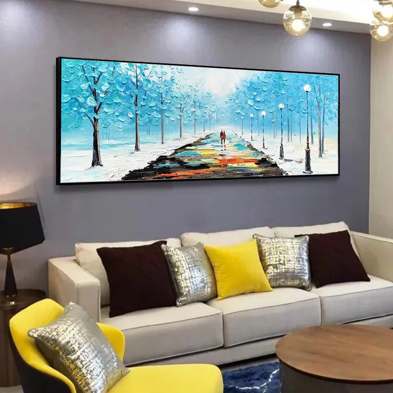 

Landscape Decoration Hand-Painted Oil Painting Modern Simple Bedroom Background Wall Hanging Abstract Three-Dimensional Mural