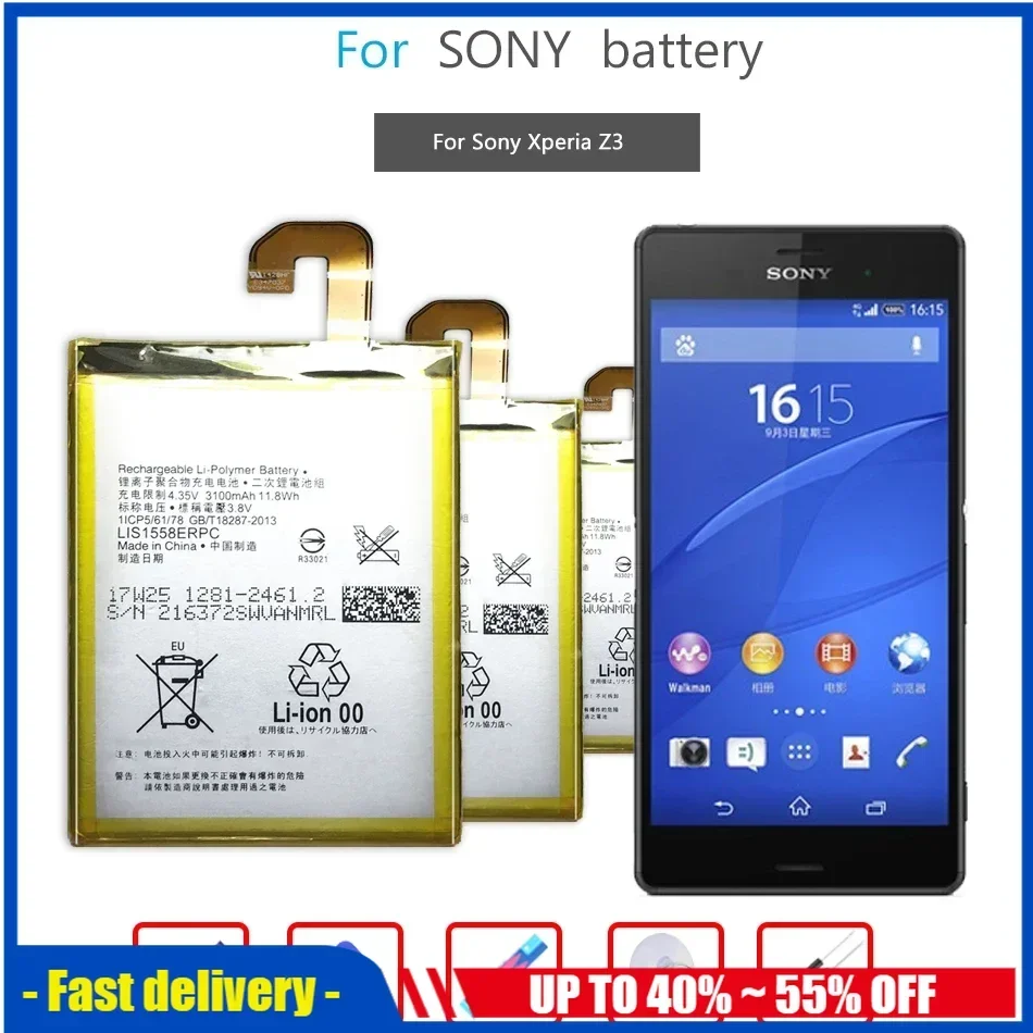 Аккумулятор LIS1558ERPC 3100 мА · ч Мобильный телефон батареи для SONY Xperia Z3 L55T L55U D6653 D6633 D6603