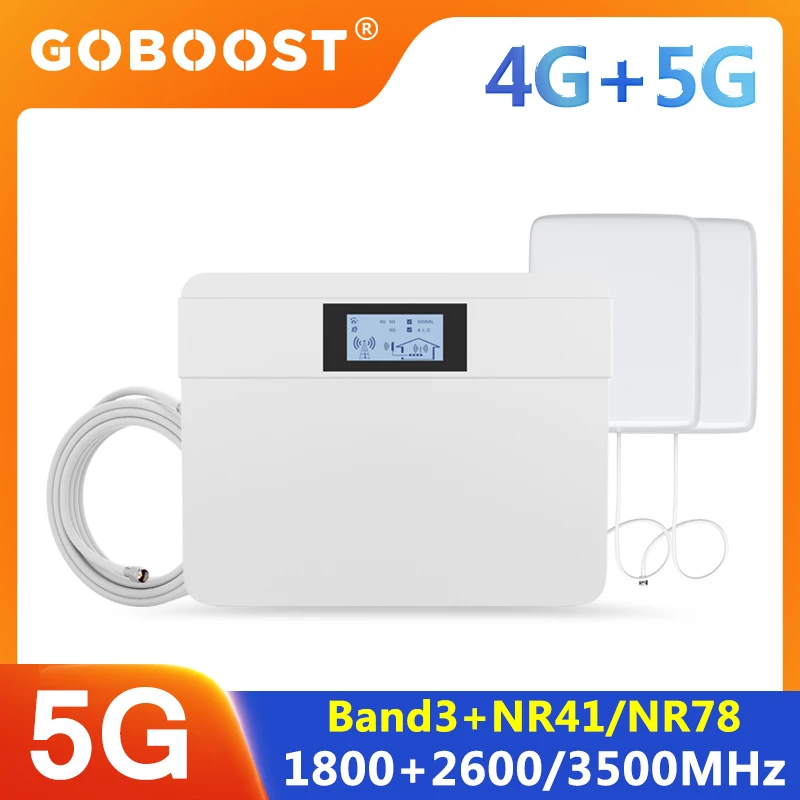 

GOBOOST 5G 4G Signal Booster 3500MHz Cellular Amplifier Band3 N41 N42 TDD 2500 TDD 3500 Antenna Global Dual Band Repeater