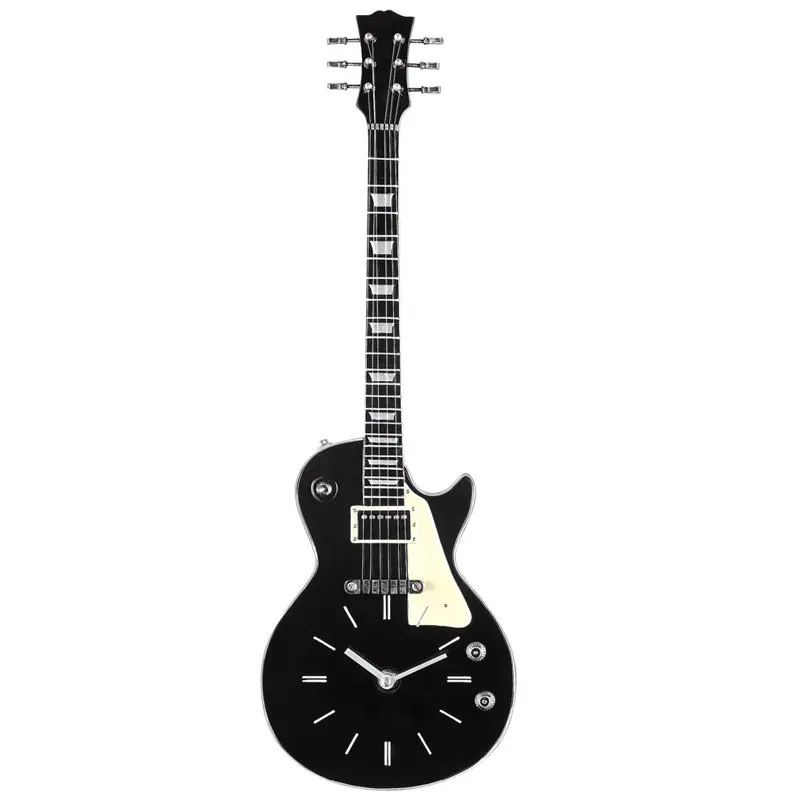 

Unique Realistic Guitar Clock Wall Decor - 21"H with Hook on Back for Easy Hanging, Gift Idea for Music Lover