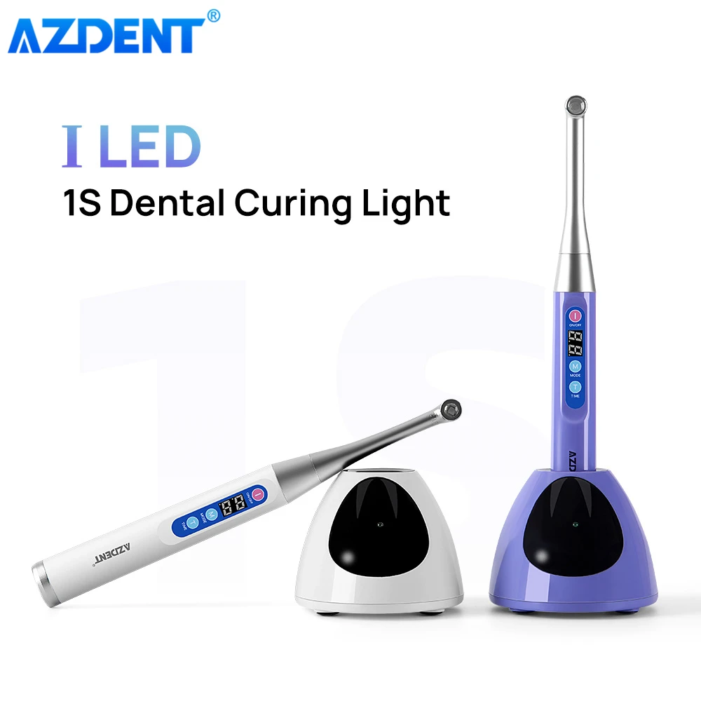 AZDENT-Lámpara de curado inalámbrica para odontología, luz LED azul de 2400mW/c㎡, equipo de curado Dental, 1 segundo