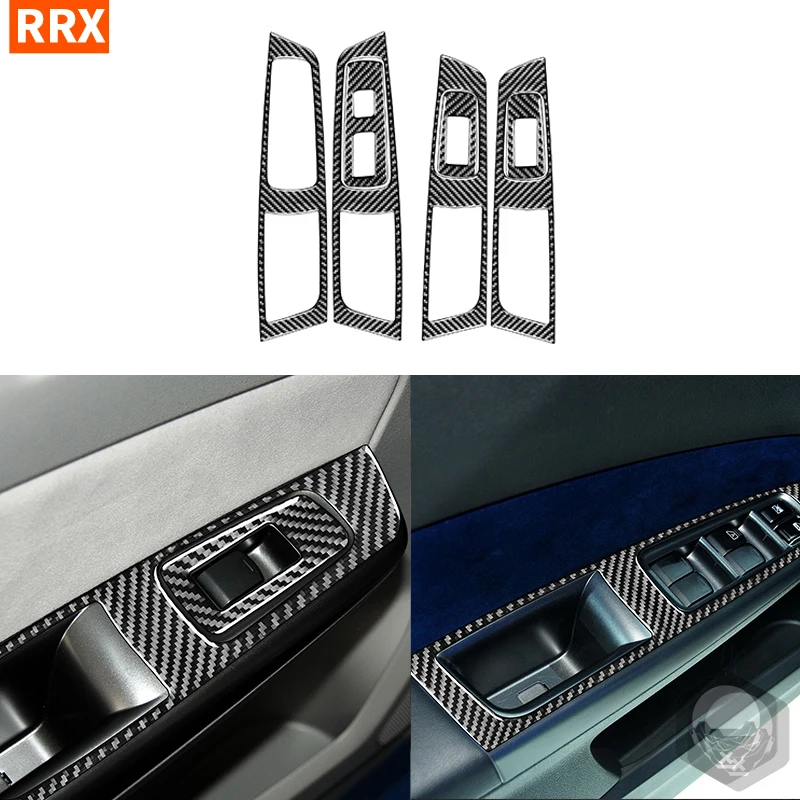 For Subaru Impreza 2009-2011 Real Carbon Fiber Car Interior Electric Glass Window Lift Panel Cover Trim Decorative Stickers