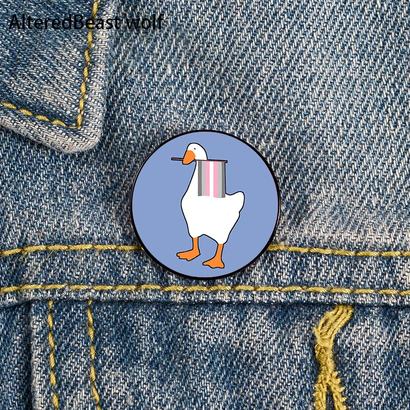 

Demigirl Pride Flag Goose Game Pin Custom Brooches Shirt Lapel teacher Bag backpacks Badge Cartoon gift brooches pins for women